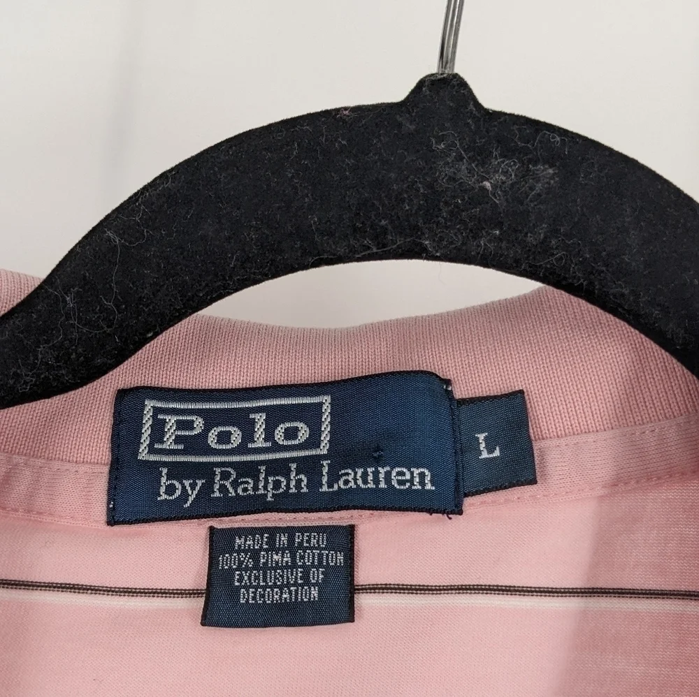 Polo Ralph Lauren Pink Striped Polo Short Sleeve 100% Pima Cotton Men’s Size‎ XL